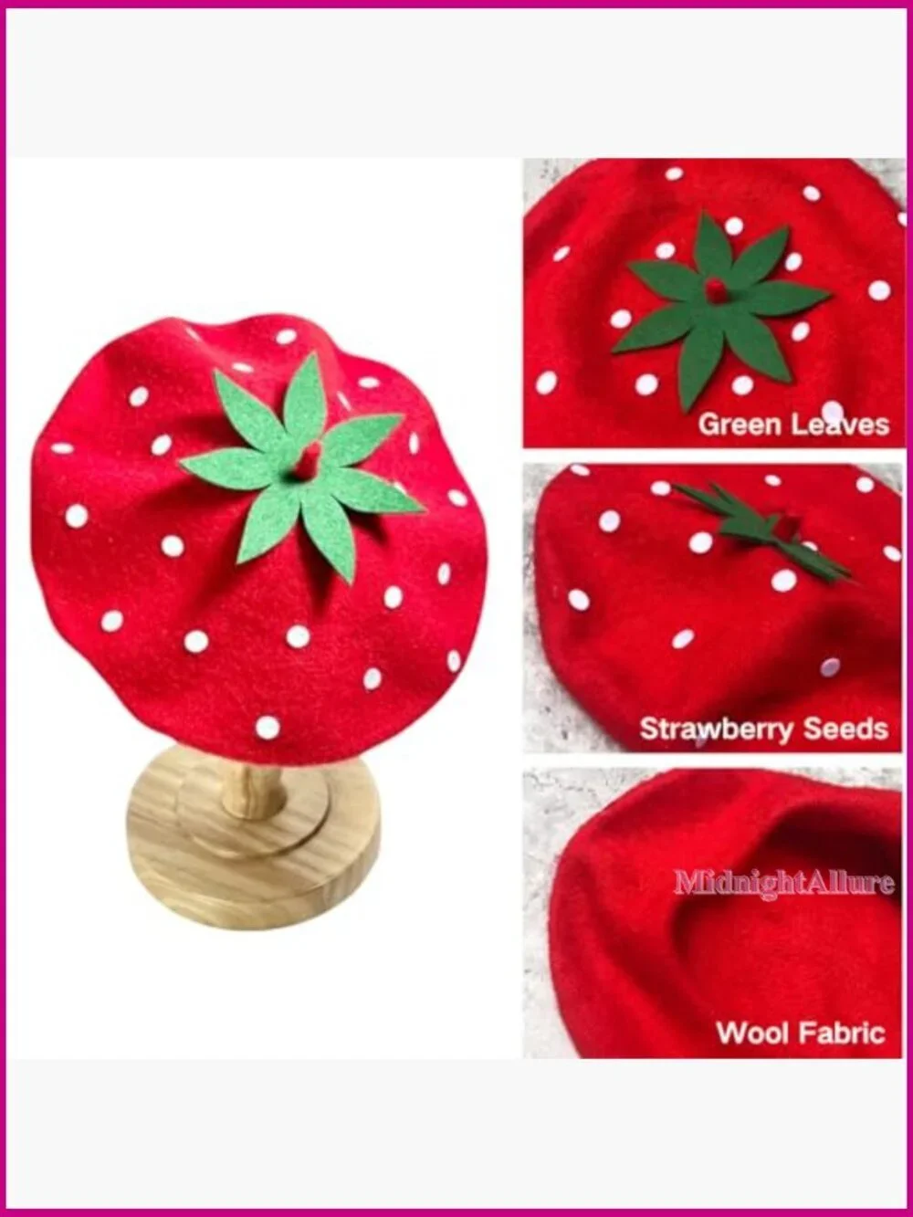 Winter Mom and Daughter Matching Beret Hats Cute Strawberry Gift